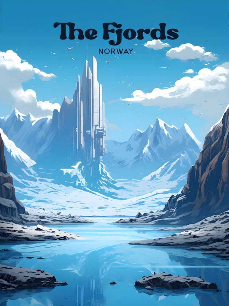 The Fjords Norway Summer Travel Illustration