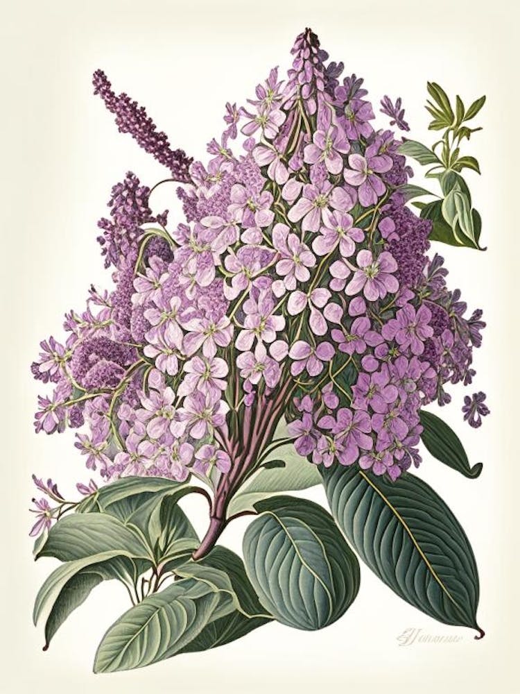 Lilac Floral 1 Botanical Vintage Poster