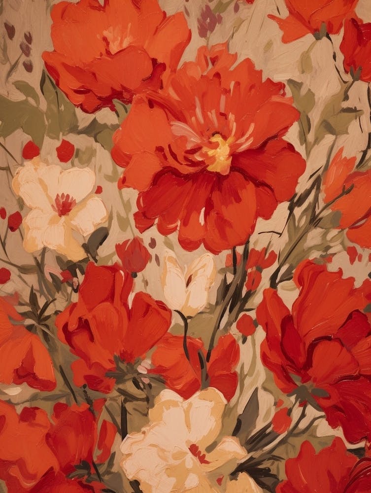 Red Flower Impressionist Painting 5