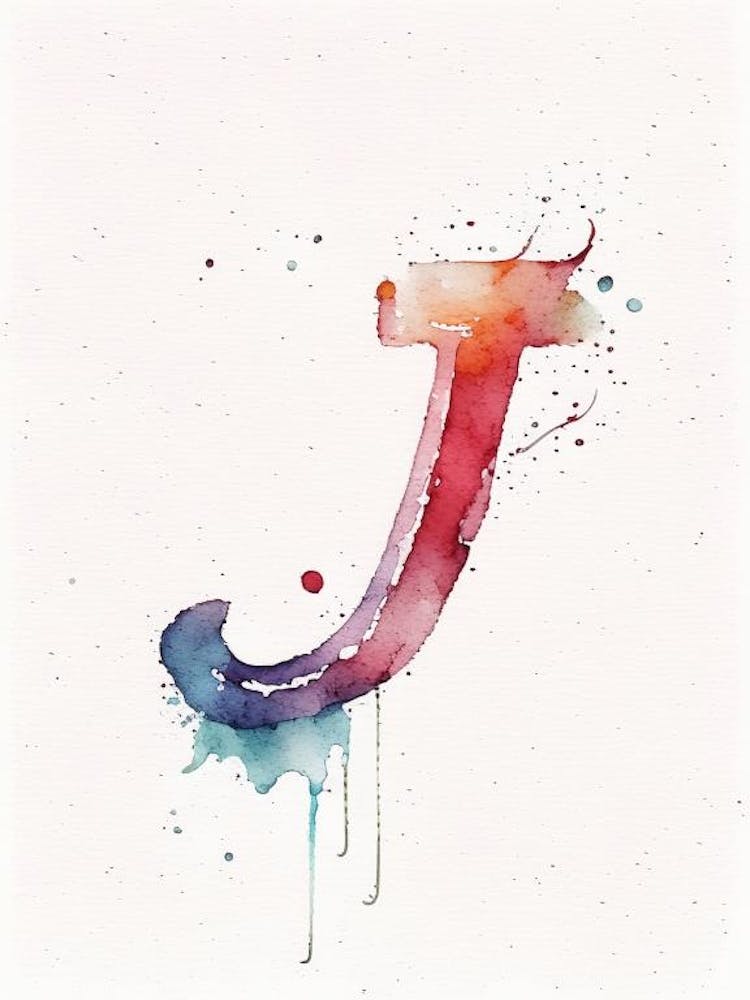 J  Letter, Alphabet Minimalist Watercolour 1