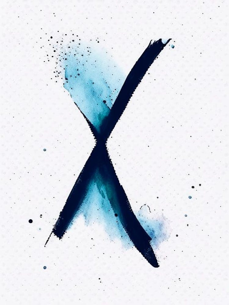 X, Letter, Alphabet Minimalist Watercolour 2