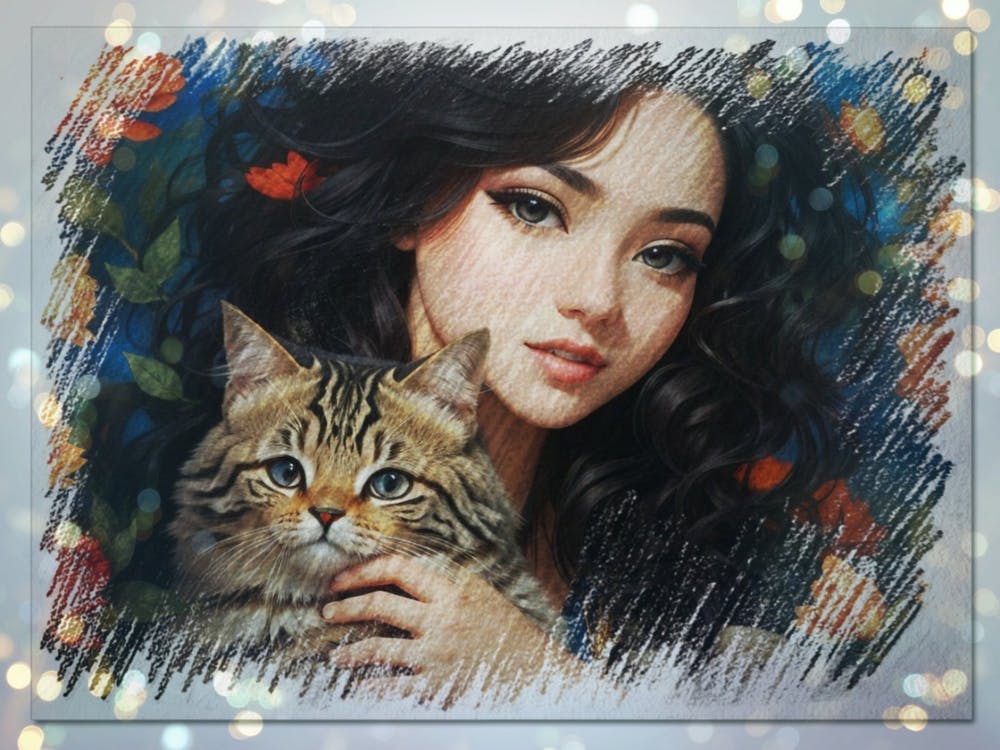 Portrait Of A Girl With A Cat
