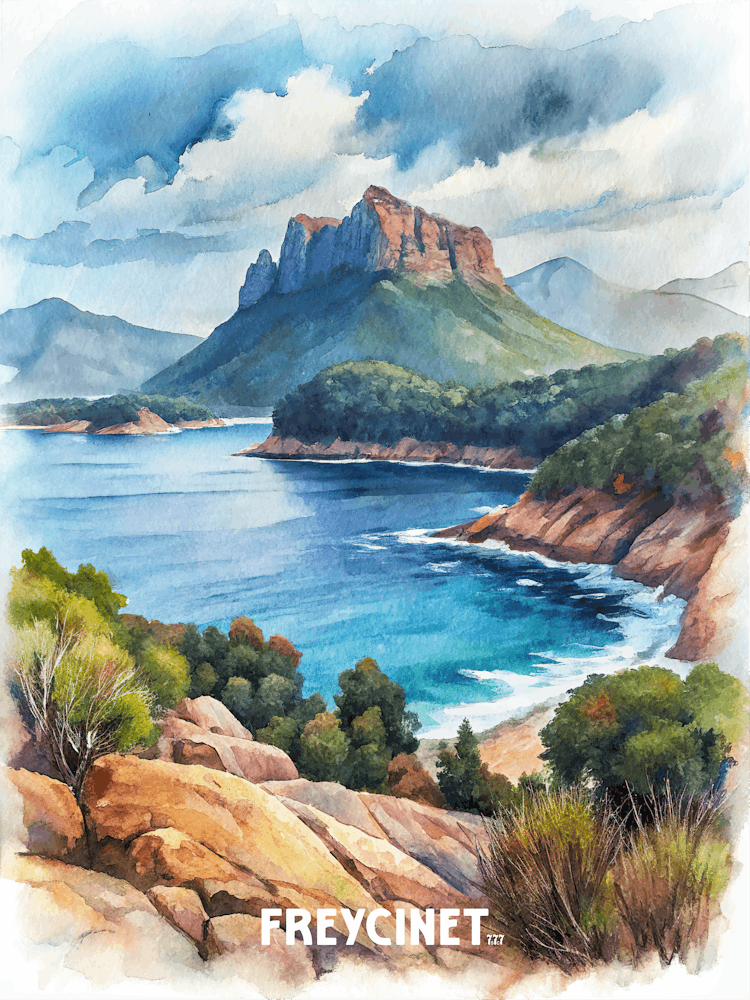 Freycinet National Park Watercolor Painting 1