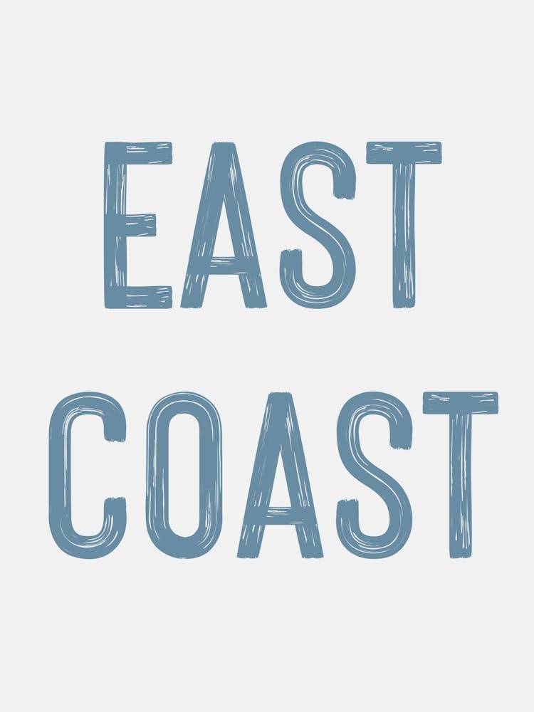 East Coast Schild Blau auf Weiß
