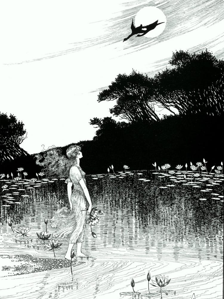 Echo - Ida Rentoul Outhwaite 1919 - Fairyland Fairies Witchy Vintage Remastered Illustration - Fairycore Witchcore Witch Fairy Moon Birds Cottagecore Dreamy Beautiful