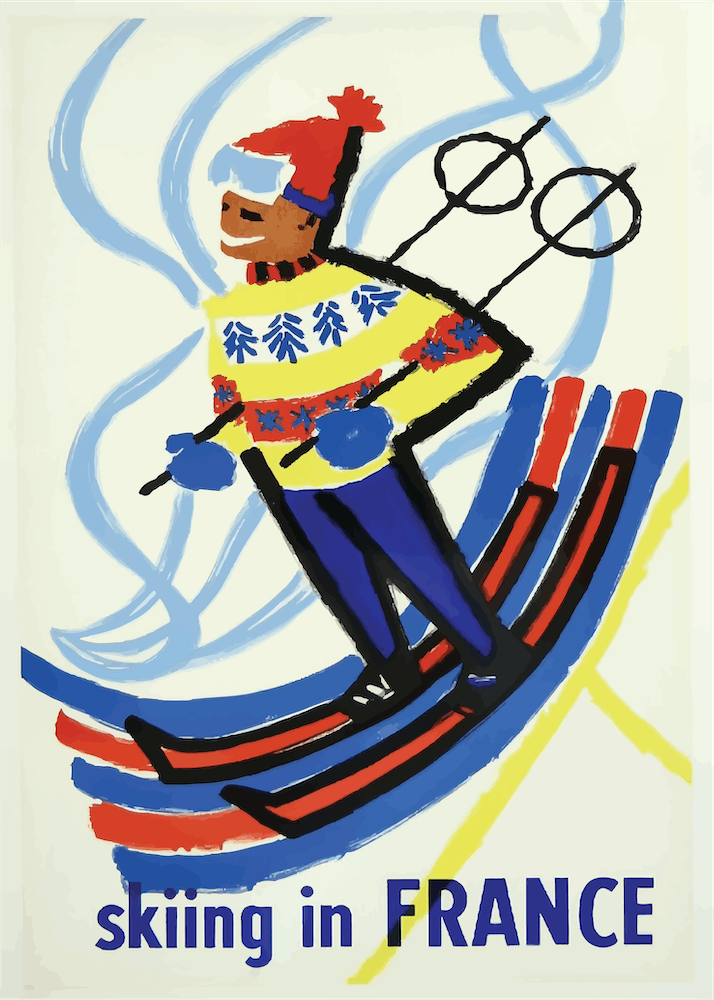 Skiing In France Vintage Poster