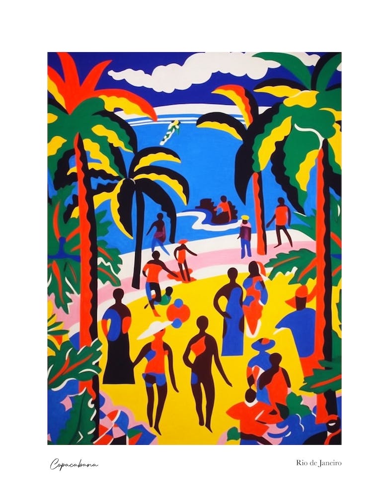 Copacabana Rio De Janeiro Matisse Style 2 Watercolour Travel Poster