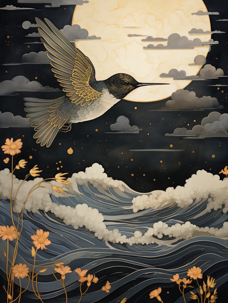 Hummingbird 2 Gold Detail Painting