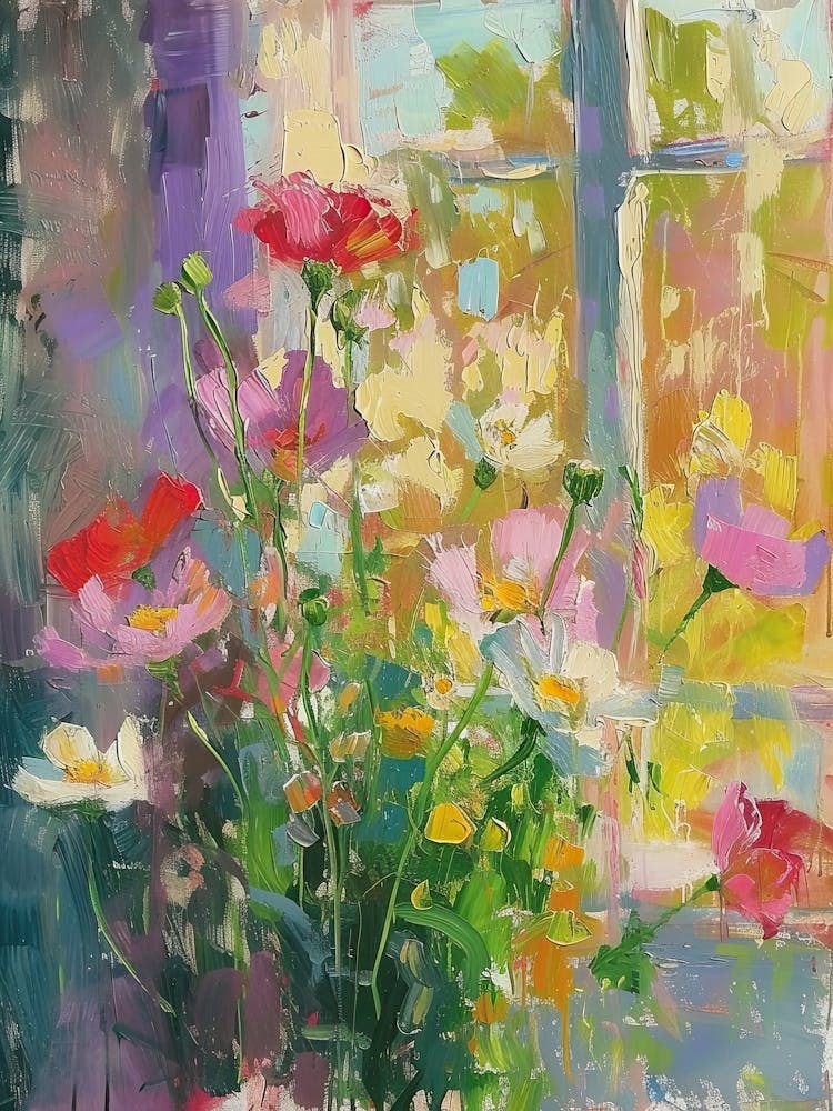 Poppy Flowers On A Cottage Window 1