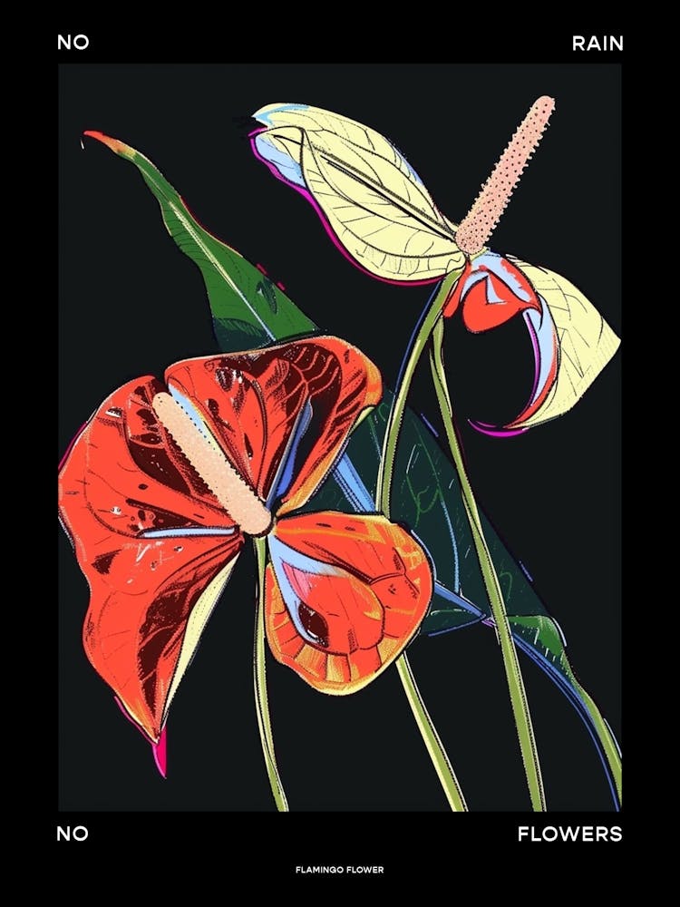 No Rain No Flowers Poster Flamingo Flower 1