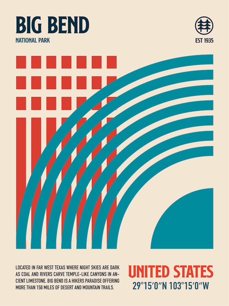 Big Bend National Park Retro Travel Print