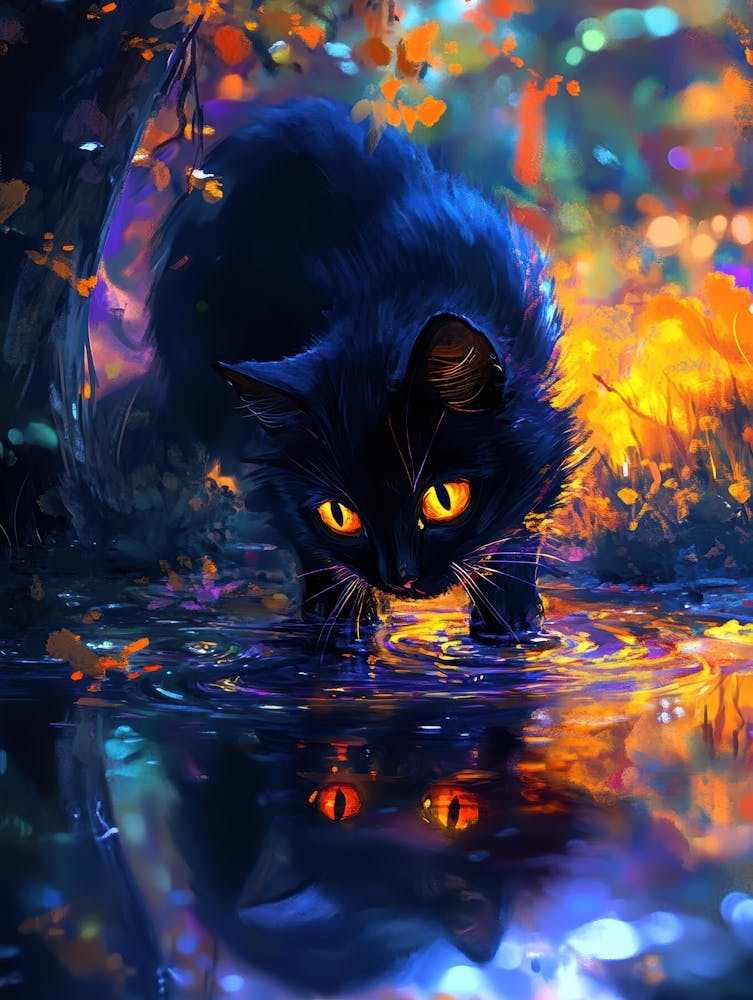 Black Cat In Water 1