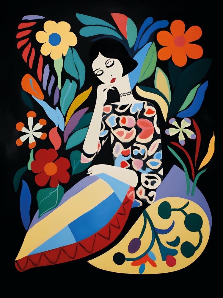 Matisse Inspired Floral Art Abstract Wall Decor