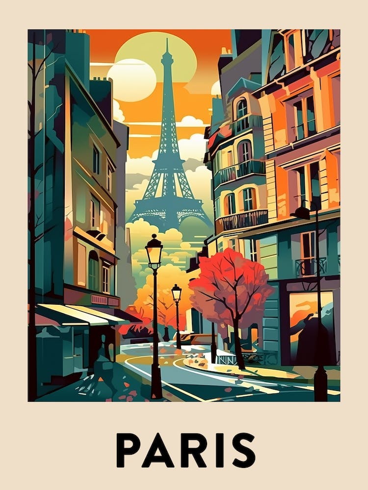 Paris 3 Vintage Travel Poster