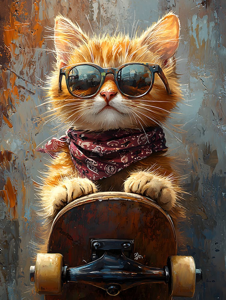 Cool Cat Riding Skateboard 3