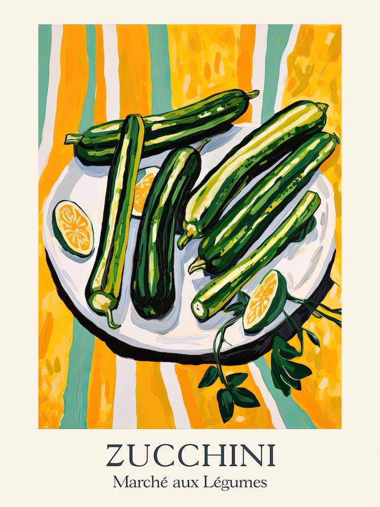 Marche Aux Legumes Zucchini Summer Illustration 3