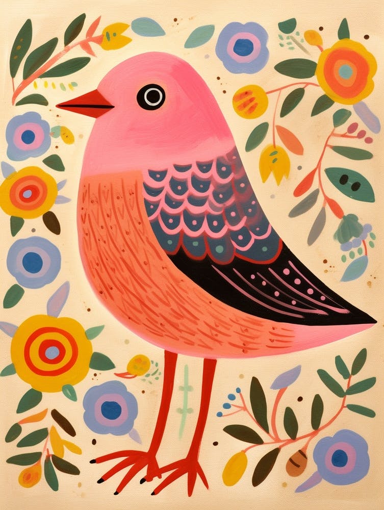 Rouge-gorge familier Scandi rose 3