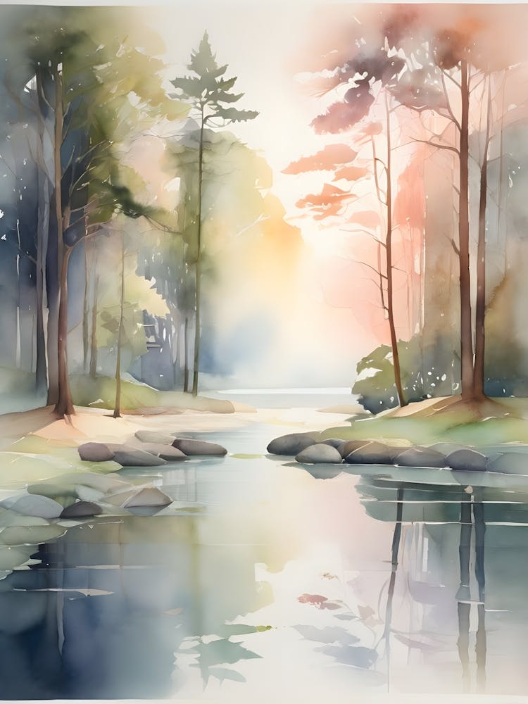 Watercolor Of A River 2