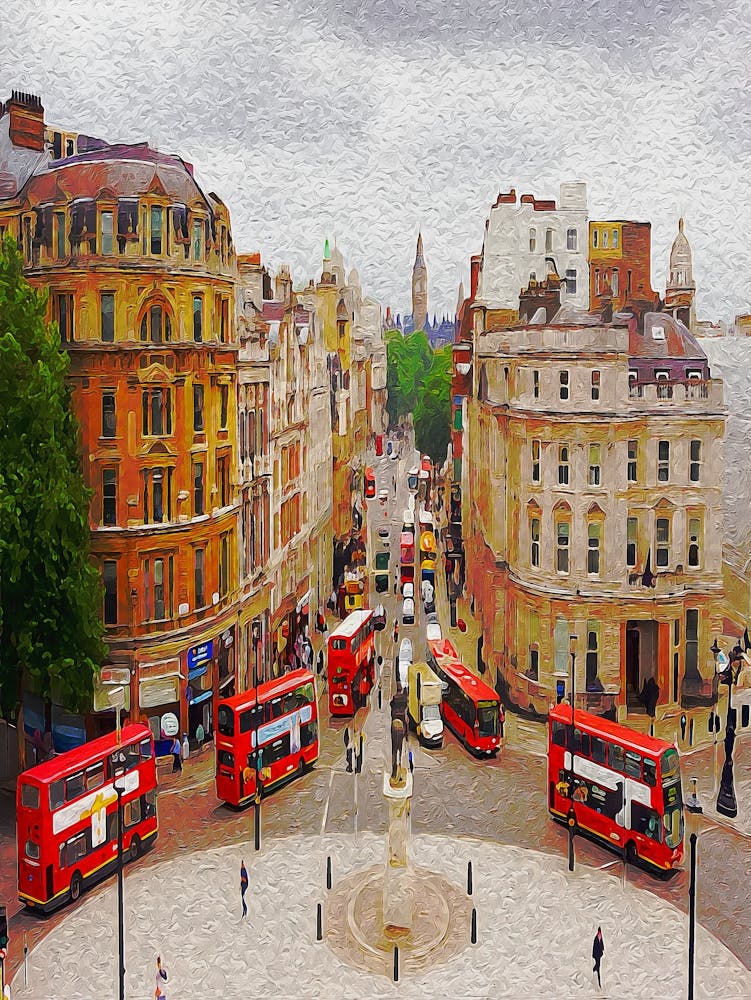 Whitehall Of Buses And Big Ben