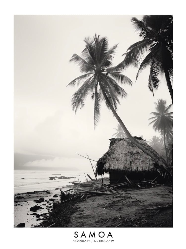 Poster Of Samoa, Black And White Analogue Photograph 2
