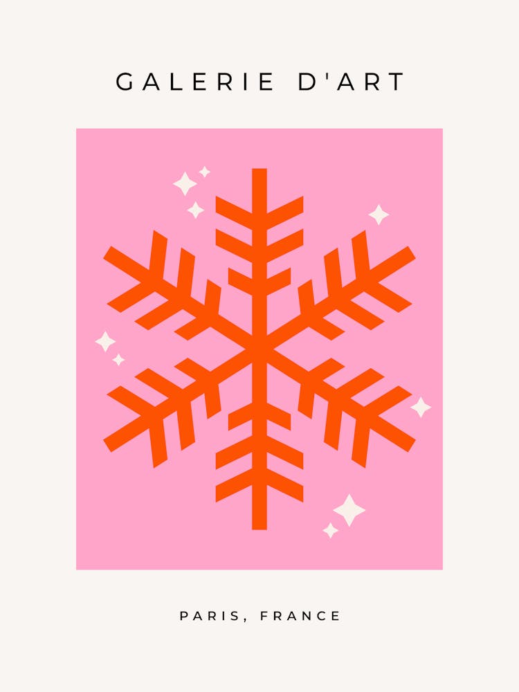 Christmas Snowflake Pink And Orange
