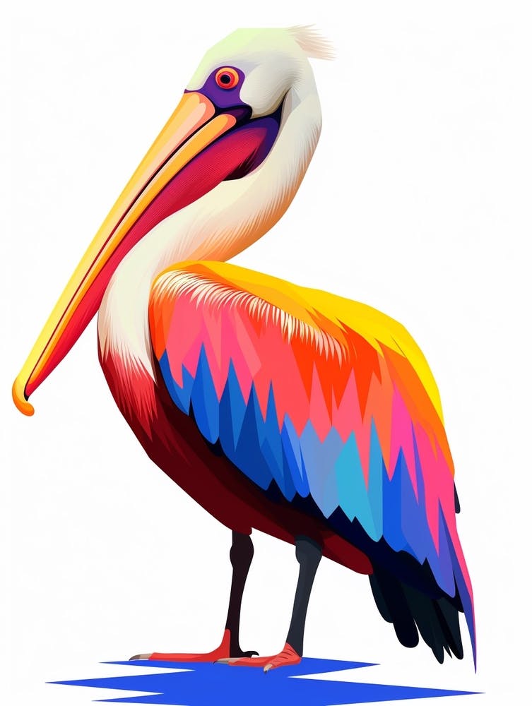 Colourful Geometric Bird Pelican 1