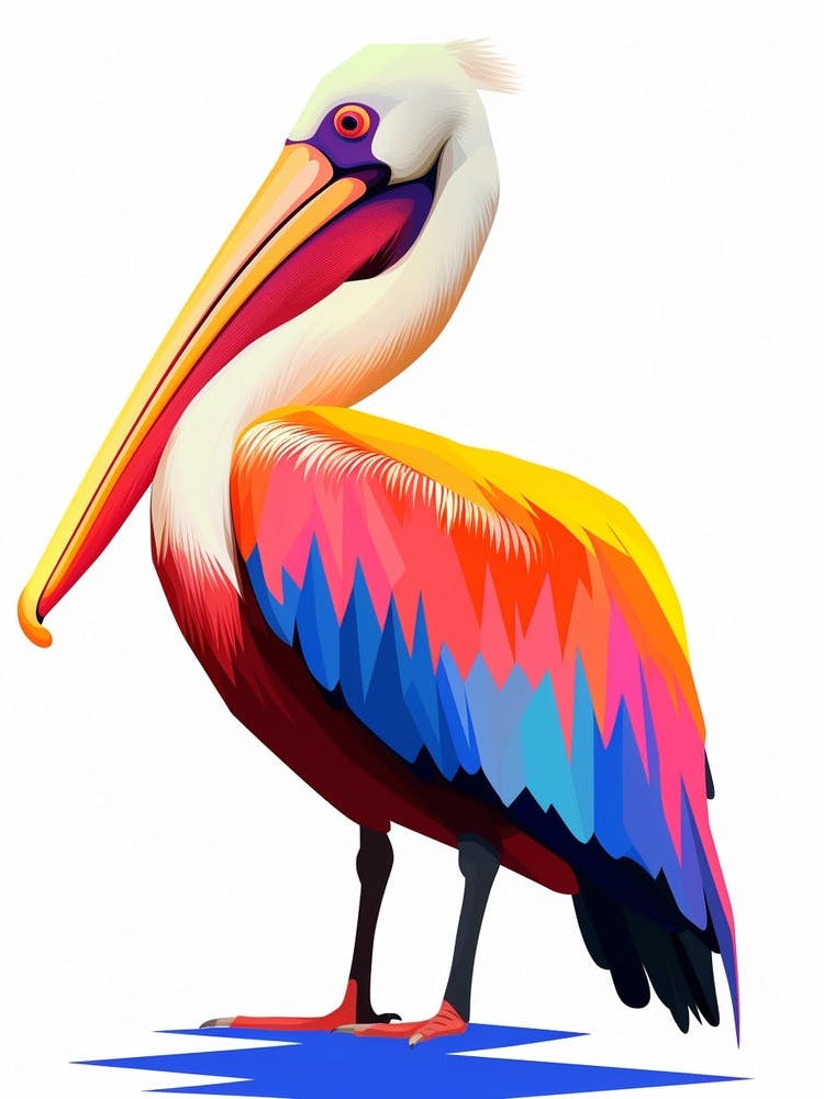 Colourful Geometric Bird Pelican 1