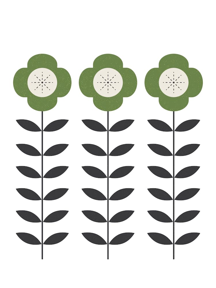 Scandi Flower Print Green