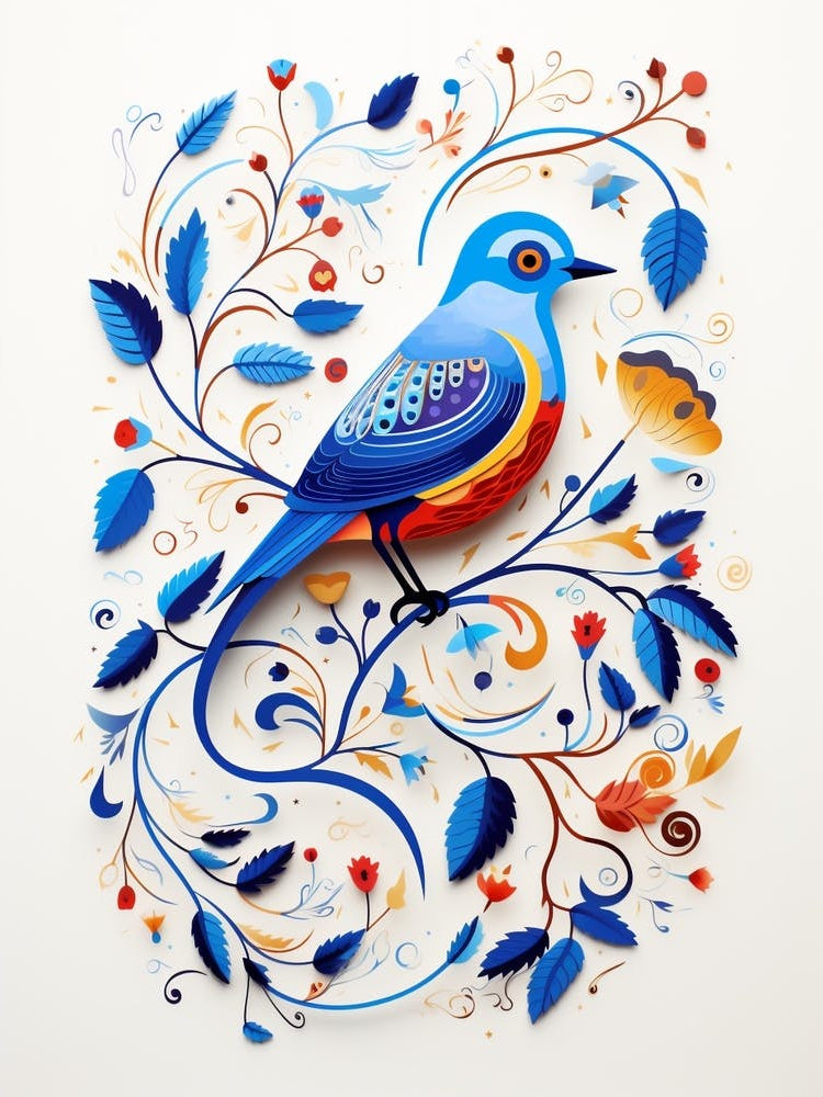Scandinavian Bird Illustration Eastern Bluebird 4