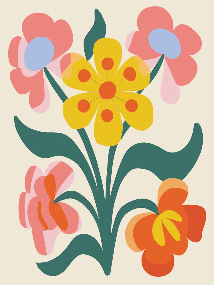 Flowers On A Beige Background 1