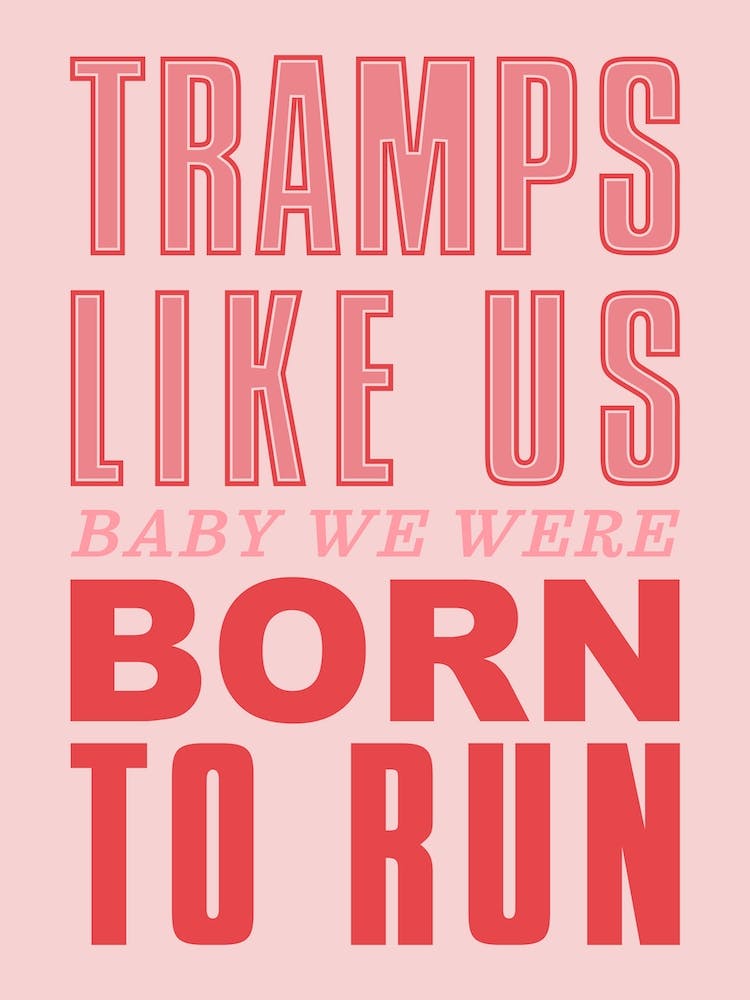 Pink And Red Typographic Born To Run