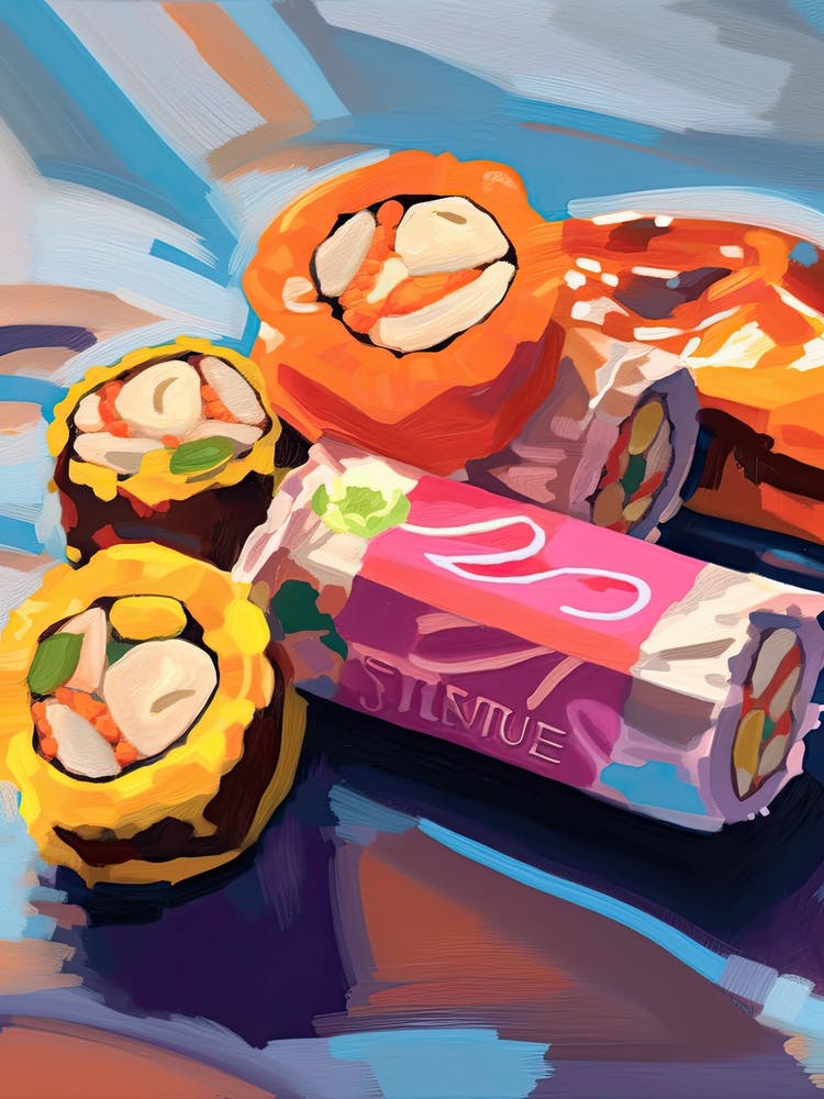 Sushi Rolls Oil Painting 4