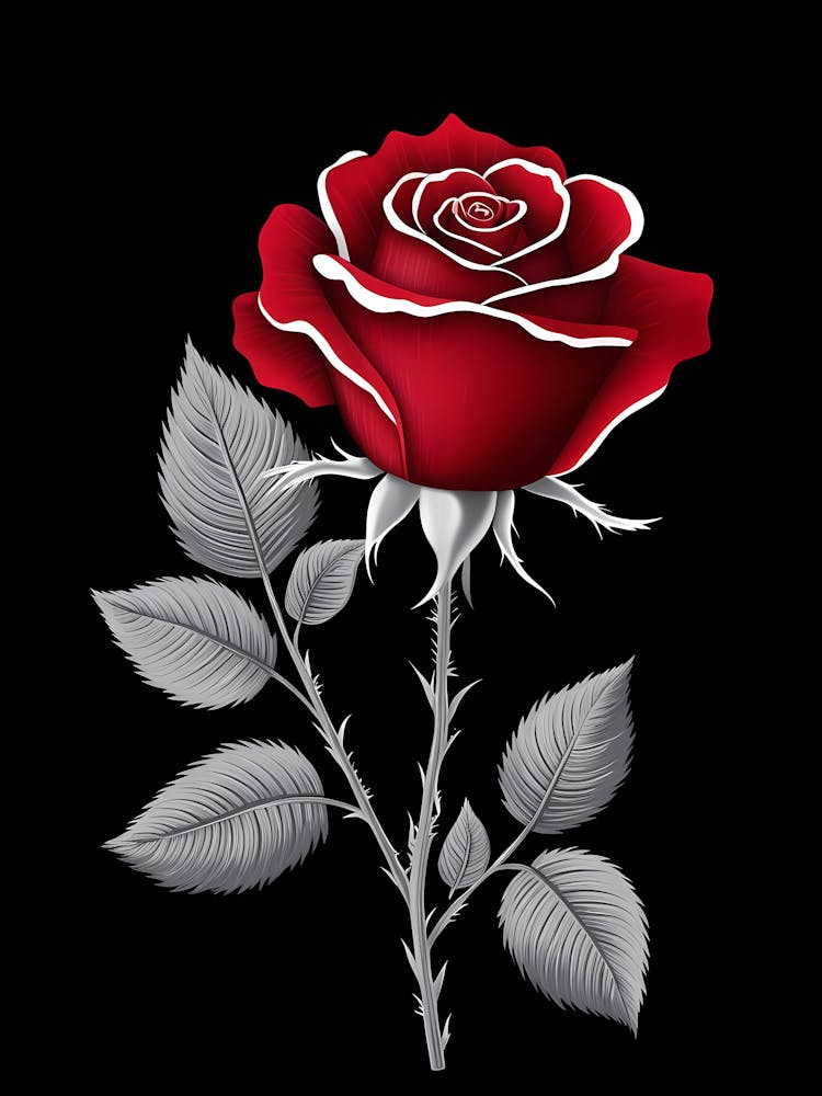 Red Rose On Black Background 3