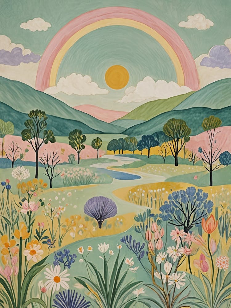 Whimsical Pastel Landscape