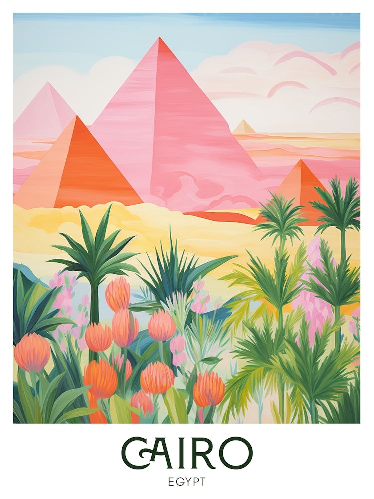 Cairo, Egypt Maximalist Travel Poster Vibrant Colour