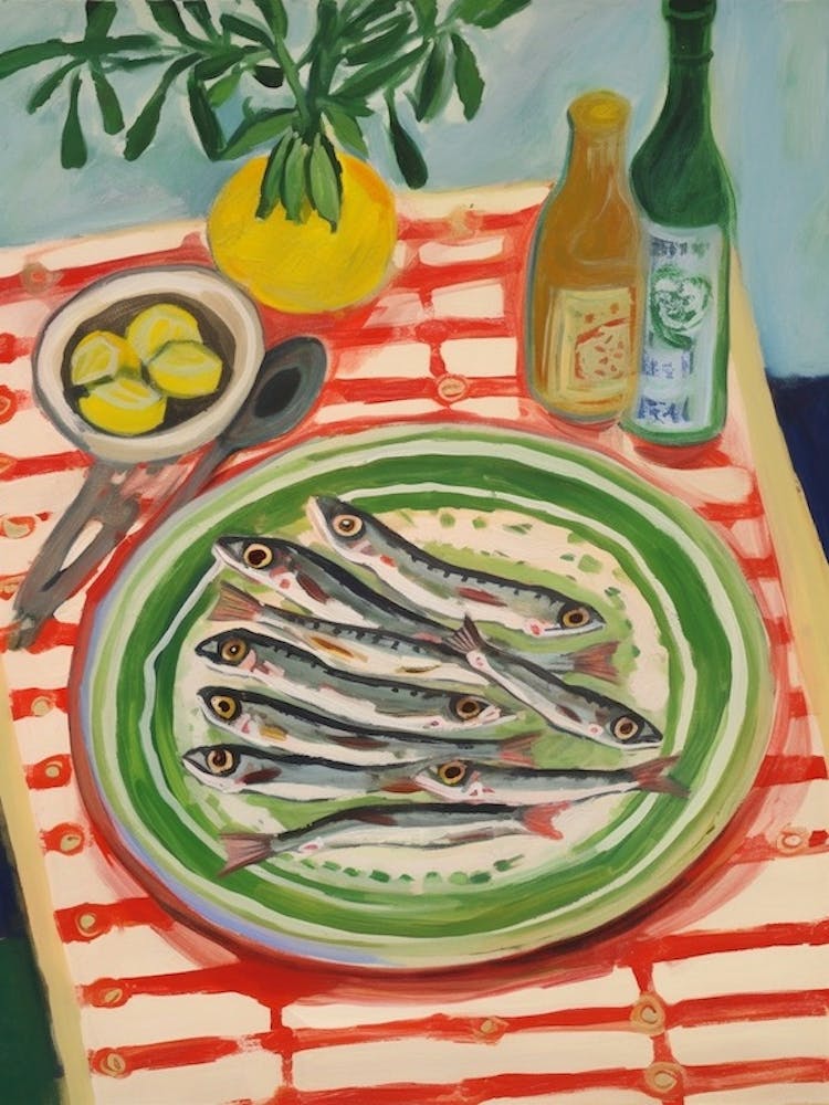 Anchovies Italian Still Life Painting