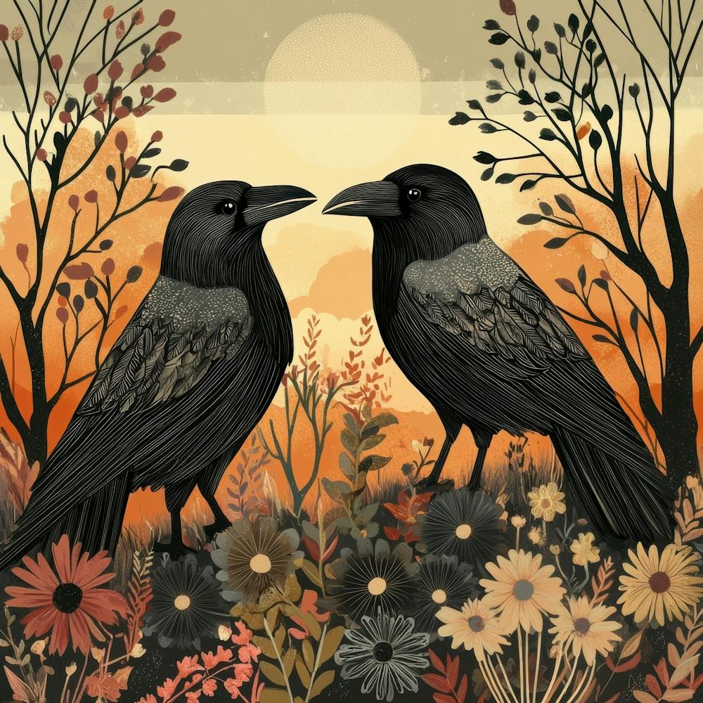 Two Crows In Autumn