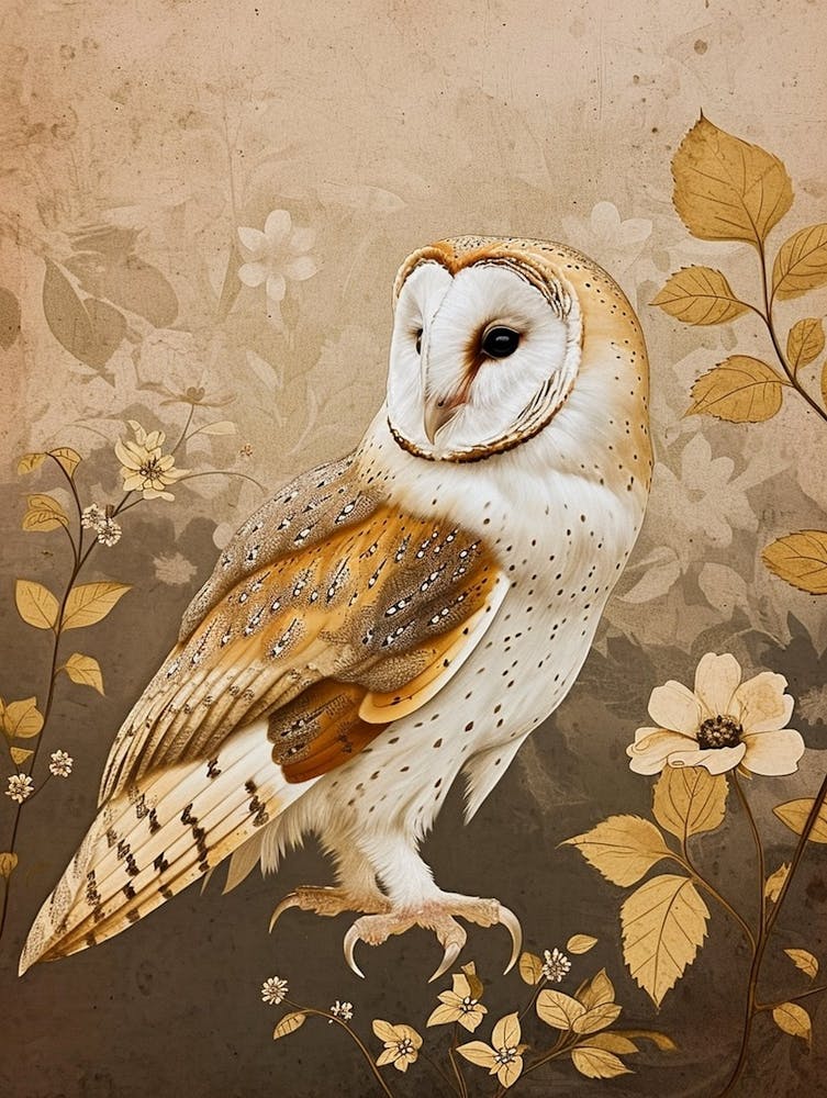 Barn Owl Japanese Painting 5