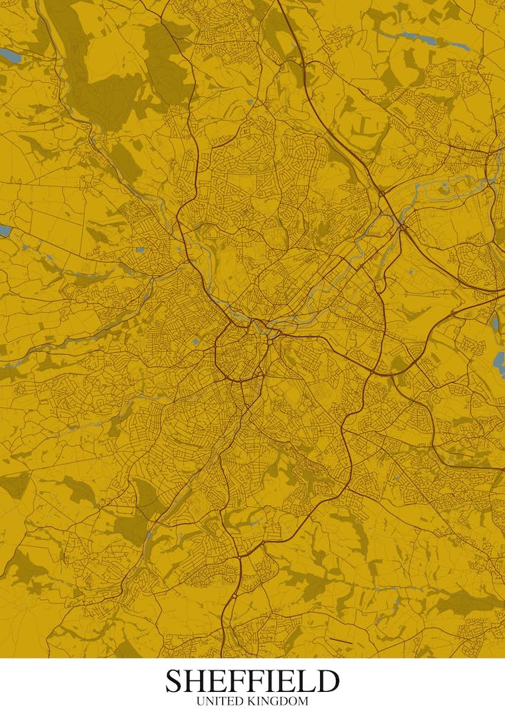 Sheffield Yellow Blue Map