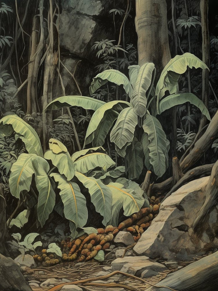 Vintage Jungle Botanical Illustration Banana Plant 4