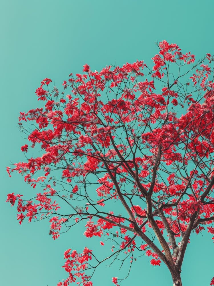 Red Tree Against Blue Sky 8