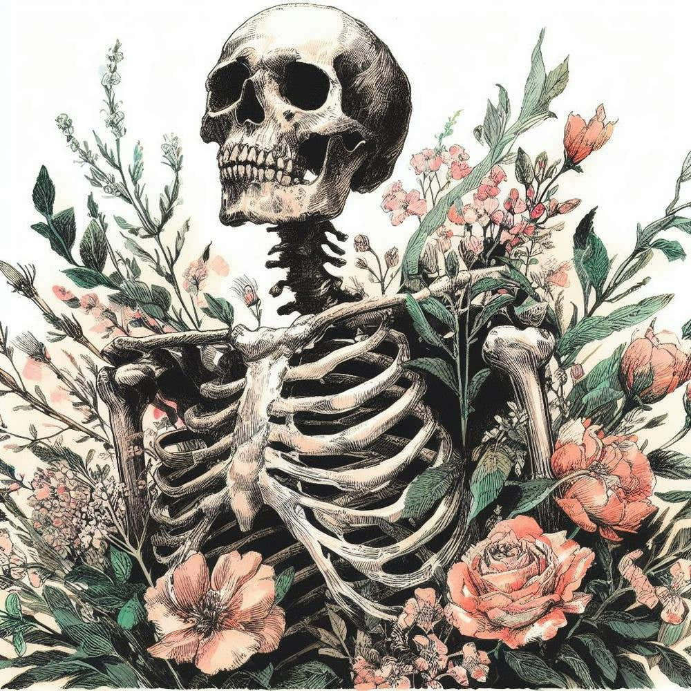 Skeleton And Flowers
