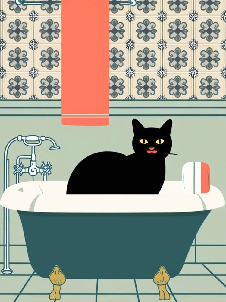 Black Cat In Bathtub 11
