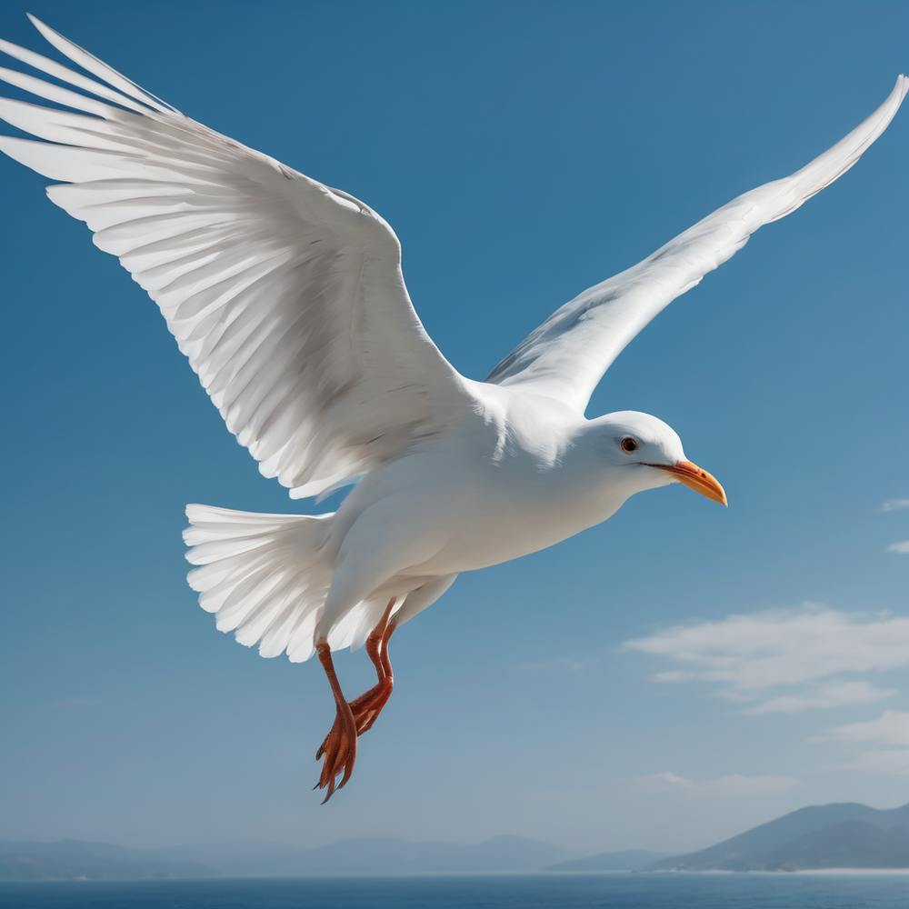 A White Bird Flying Over Ocean