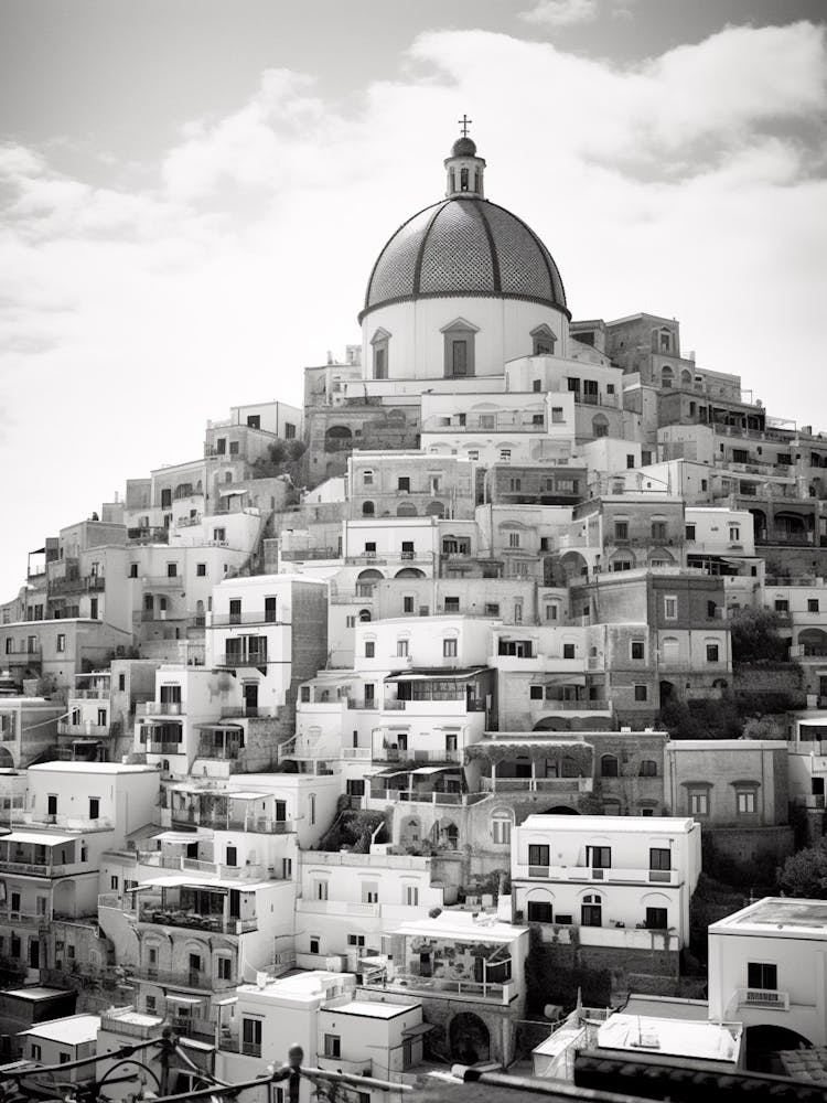 Positano, Italy, Black And White Photography 3