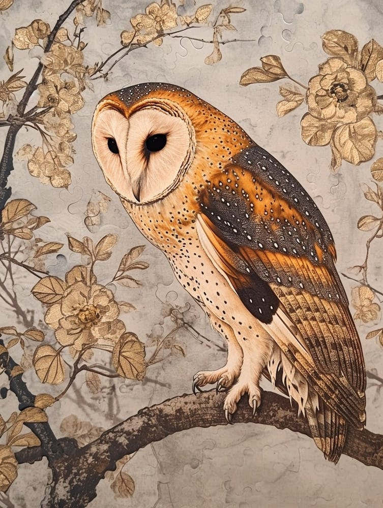 Oriental Bay Owl Japanese Painting 3