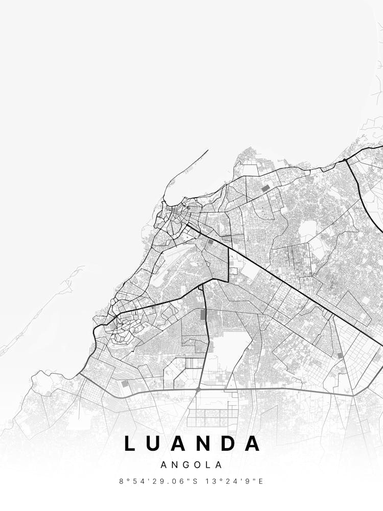 Luanda Angola White Map