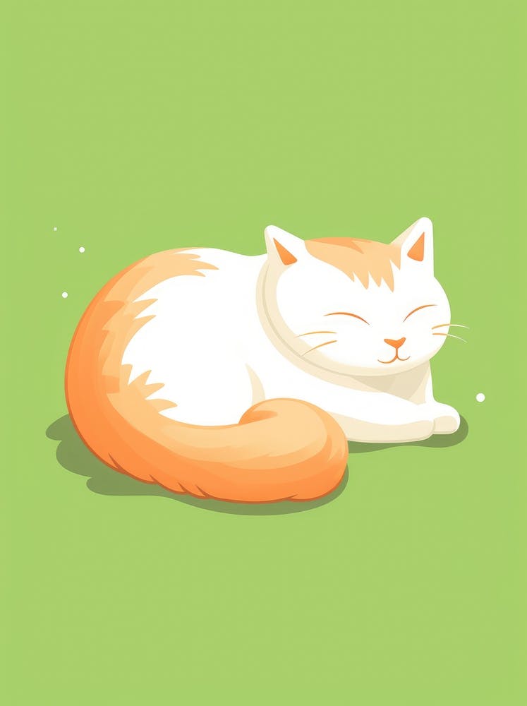 Cat Sleeping On Green Background 3