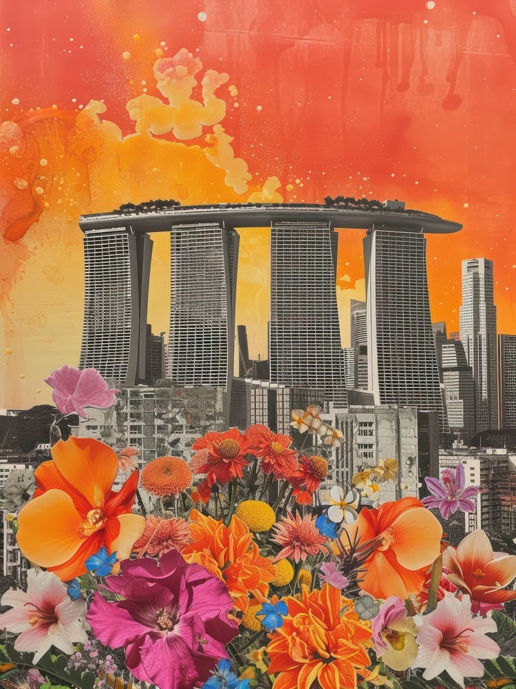 Singapore   Floral Retro Collage Style 4