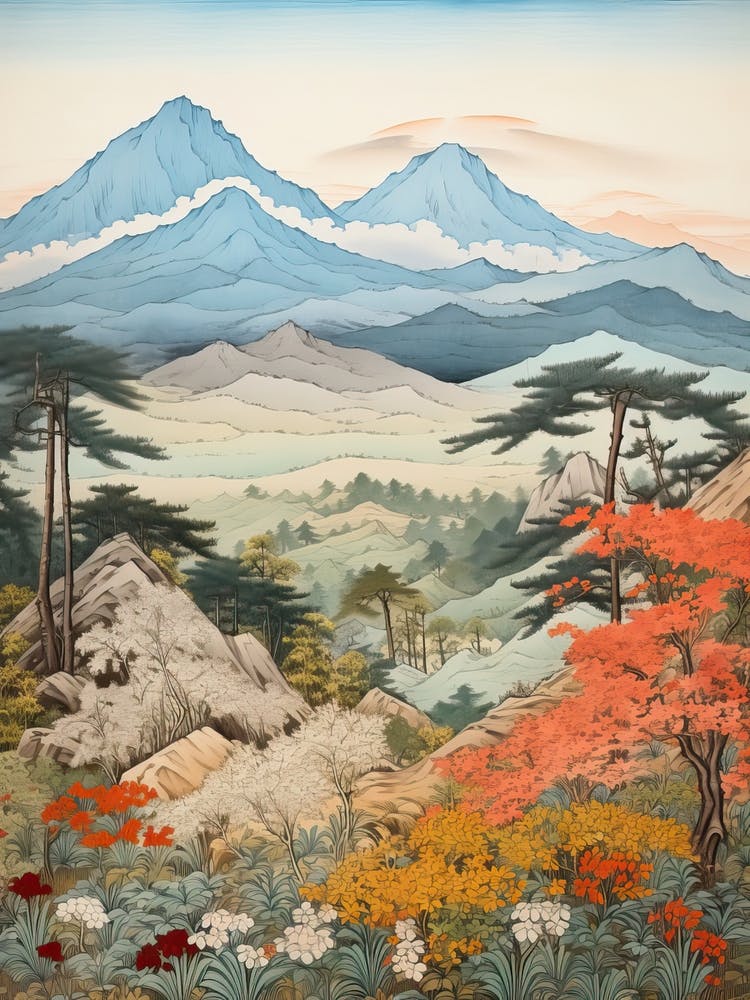 Chugoku Mountains In Multiple Prefectures, Ukiyo E Drawing 3